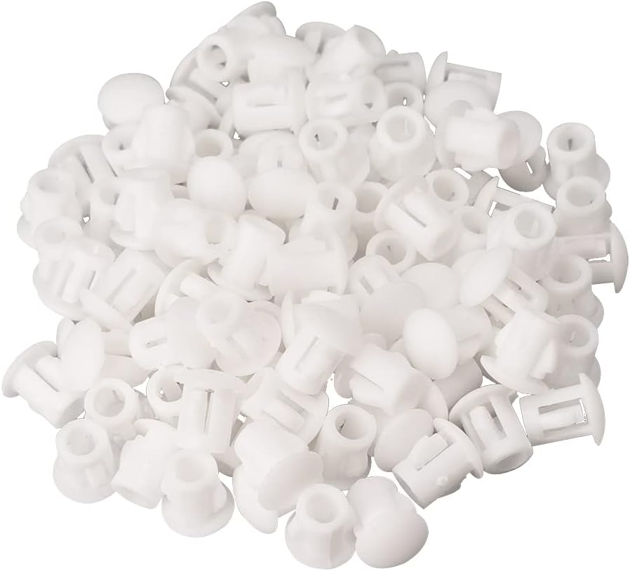 Hole Plugs 3/16" Plastic Flush Type Hole Plugs Snap in Locking Hole Tube Screw Caps Drilling Cover Plugs Fastener Covers for Kitchen Cabinet Furniture White 100 Pack