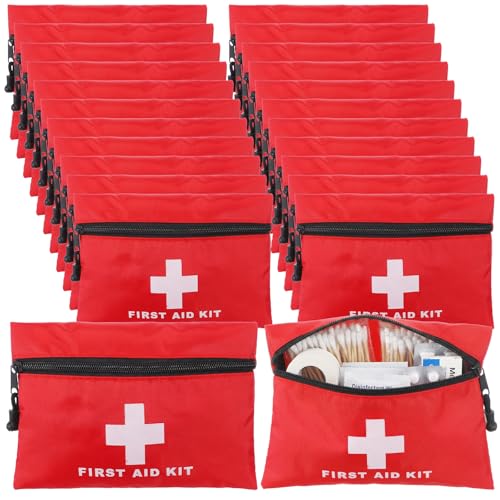24pcs Mini First Aid Kit Empty Pouch Bag with Zippered for Emergency at Home Office Car Outdoors Boat Camping Hiking
