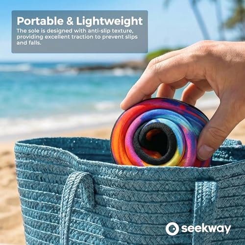 Image of SEEKWAY Water Shoes Women Men Adult Quick-Dry Aqua Socks Barefoot Non Slip for Beach Swim River Pool Lake surf Black SK002(U)