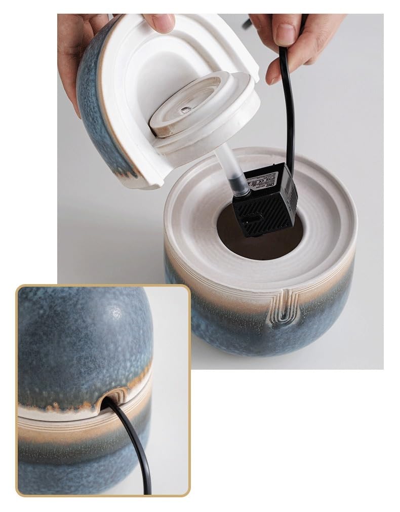 Fuente De Mesa Fuente de Agua pequeña for Sala Estar, Escritorio, circulante, decoración, Oficina, humidificador cerámica, Adornos De Cascada Interior