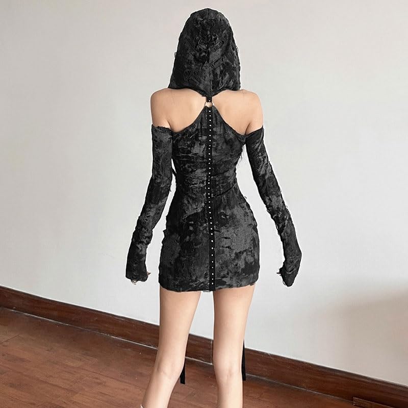 JSEIAJB Black Polyester Versatile Dress High Waist Slim Fit Dress for Party(Large)