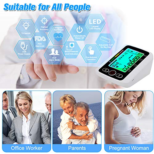 TopffyBlood Pressure Monitor,Digital BP Cuff Blood Pressure Cuff Voice Broadcast Automatic Large Backlight Upper Arm Blood Pressure Monitor BP Machine - Thumbnail 2