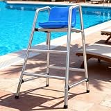 Generico Scale per Piscina Sedia di Salvataggio in Acciaio Inox Bagnino Osservazione Spiaggia Piscine Campo da Tennis Arbitro Bagnini Alti, Sedia Extra Alta Staccabile per bagnini/arbitri 1,2 m 1,5 m