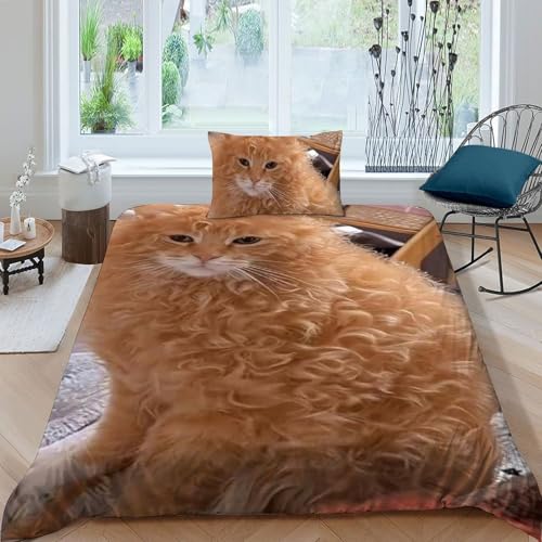 Housse de couette single microfibre imprimé 3d animaux Le Chaton Bedding 135x200