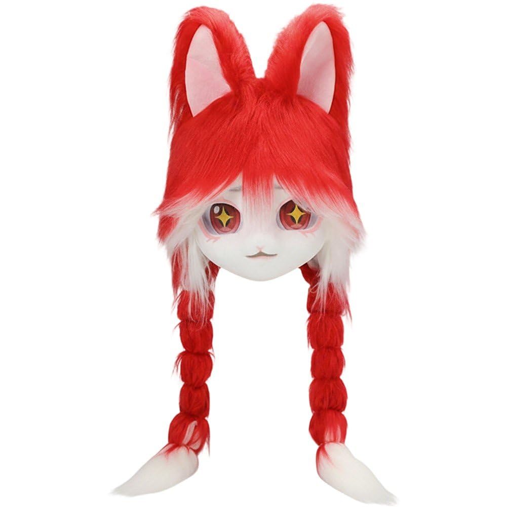 Maska na głowę królika, zwierzę, głowa królika, pluszowe maski, kostium cosplay, rekwizyty na Wielkanoc, Halloween