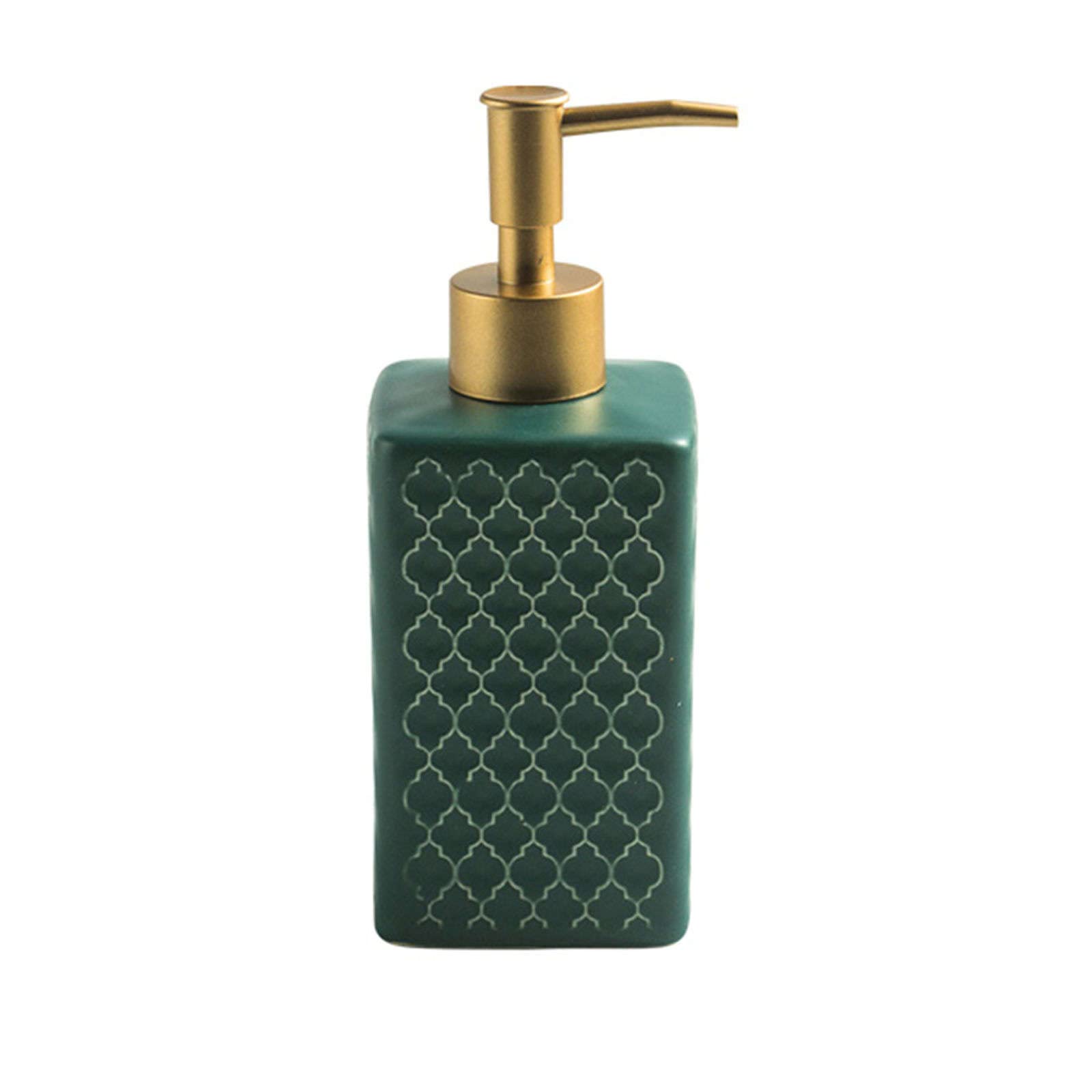 soap dispenser, Soap Dispenser,Retro Ceramic Square Lotion, Hand, Refillable-Shampoo, Bathroom Kitchen-green-360ml/16.7oz