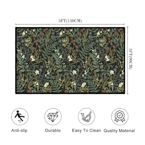 Tapete decorativo rectangular 3x5 ft, microfibra negra verde miniatura 2