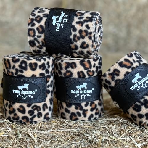 Image of Horse Polo Leg Wraps, Equine Fleece Polo Wraps (Set of 4) - Horse Leg Bandages (Light Brown)
