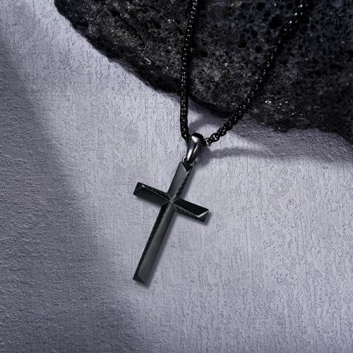 Black Cross Necklace for Men 925 Sterling Silver Cross Pendant Necklace Cross Jewelry Gifts for Men Women3