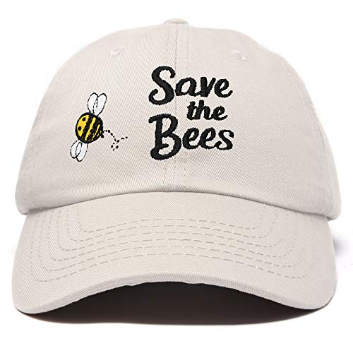 DALIX Save Bees Baseball Cap Dad Hat Embroidered Women Girls Beige