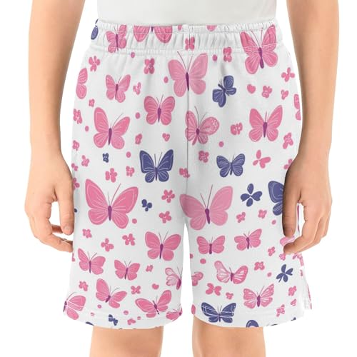 Girly Pattern with Butterflies Boy Casual Shorts Athletic Shorts Pants with Pockets3