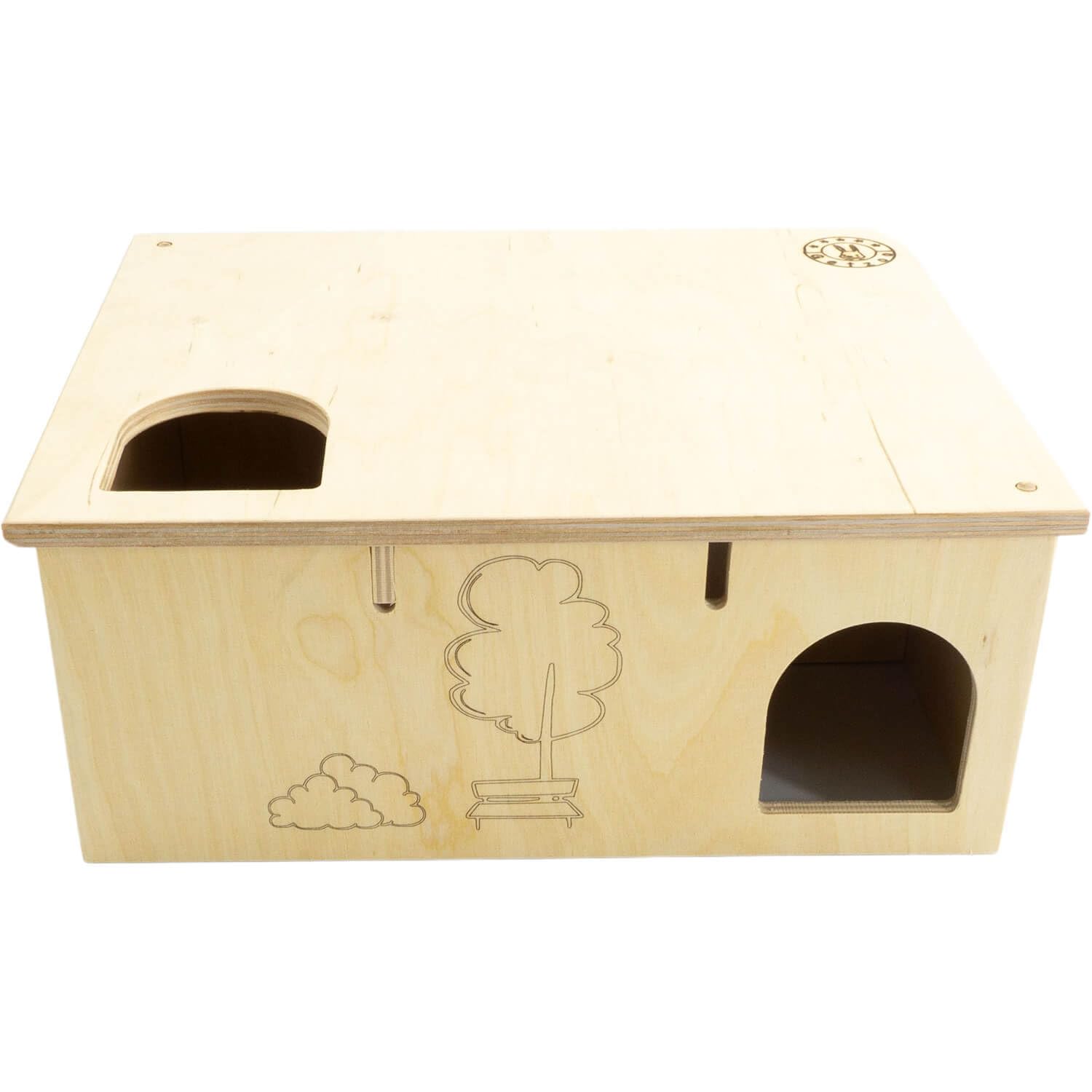 Getzoo Wohnhaus Eduardo - Individuell gestaltbares Kleintierheim aus robustem Multiplex Holz - Flexibles Design mit Leiter - Optimal für Nagetiere und Kleintiere (Eduardo)