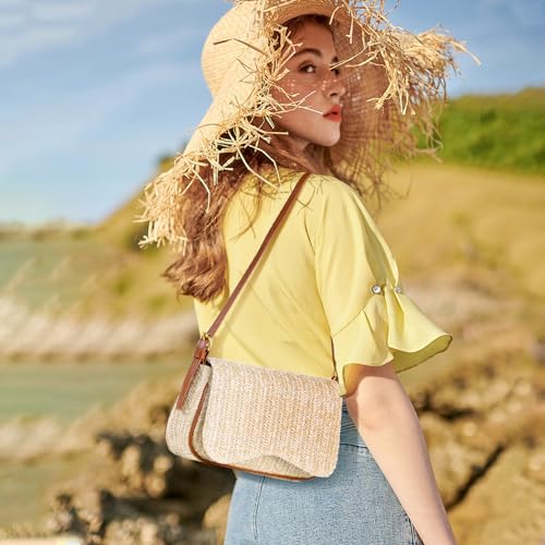 Image of Richeart Straw Purses for Women - Summer Beach Shoulder Purse - Boho Clutch Underarm Bag