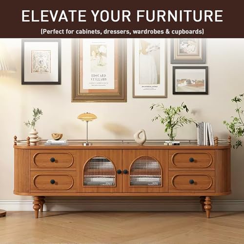 Image of 6 Pack Hand-Stitch Black Round Leather Cabinet Knobs and Drawer Pulls for Dressers, Cupboards, Bedrooms - Brown