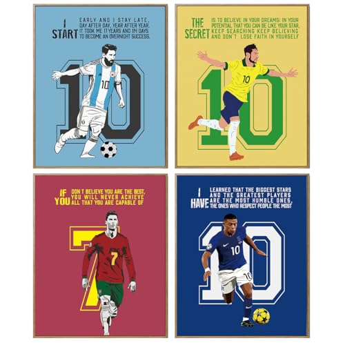Motivational Soccer Superstar Wall Art Prints, Inspirational Quote Posters for Boys, Sports Posters...