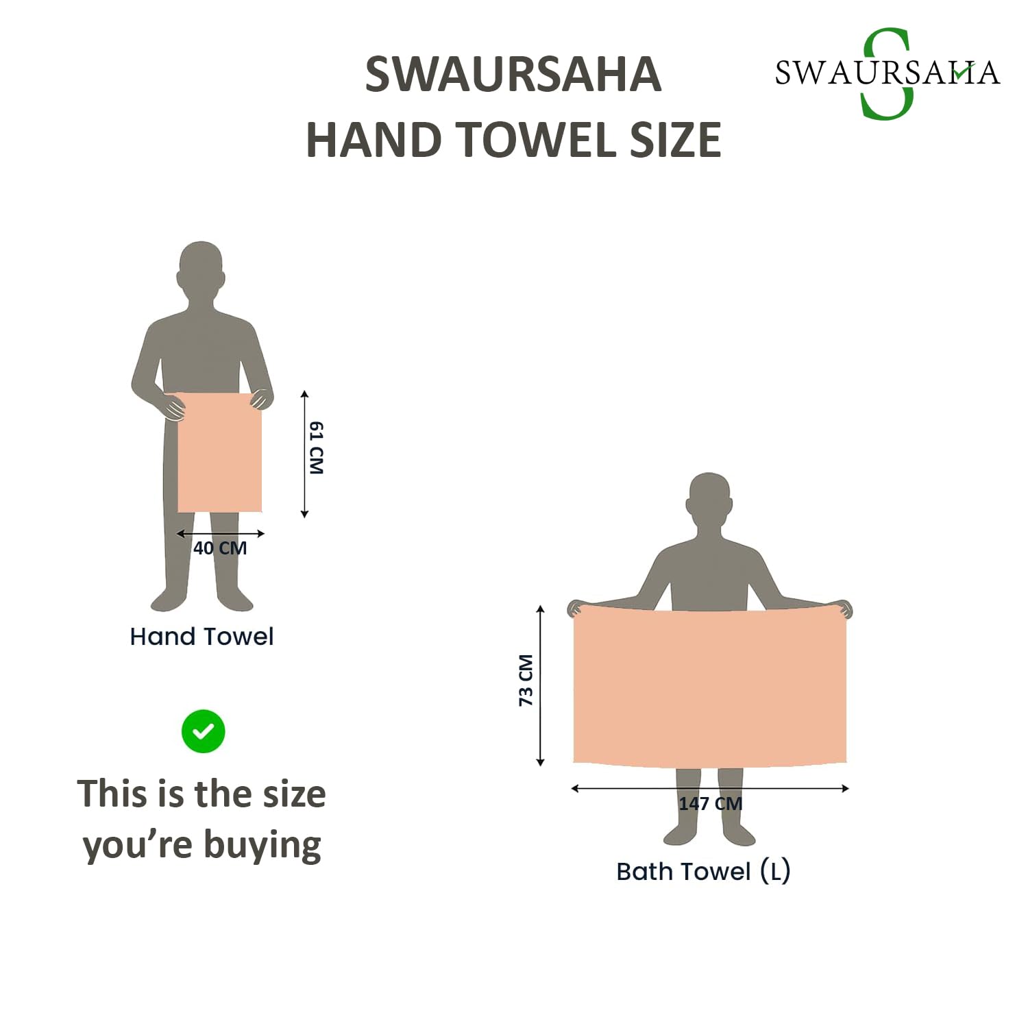 SWAURSAHA Premium Cotton Hand Towel - 600 GSM, Ultra Soft, Quick Dry, Super Absorbent Towel for Home, Spa, Gym, Kitchen & Travel | (61 x 40 CM) (Grey, Pack of 2) 1