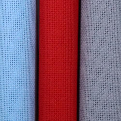 Image of KCS 3 pc of 15 inch x 18 inch(38cmx45cm) 18 Count Cross Stitch Cotton Aida Cloth Needlework Rolled Fabric Box,18CT,Light Blue+Red+Light Steel Grey