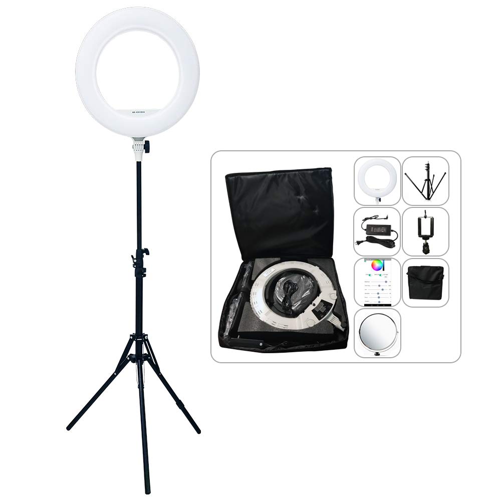 Yidoblo AX-480EII 5500K Warm & Cold Bio-Color Camera Photo/Studio/Phone/Video 18'' 240 LED Ring Light LED Lamp Makeup Ring lamp (AX-480SII Set)