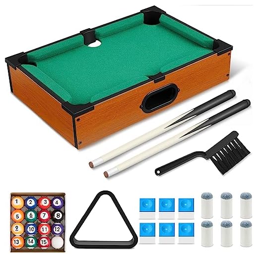 Shappy Mini Pool Table Set Pool Table for Cats Small Billiards Game with 16 Balls 2 Billiard Sticks 6 Chalk Cube 6 Pool Cue Tip 1 Brush 1 Triangle Tabletop Portable Billiard for Home Office Desk Cat