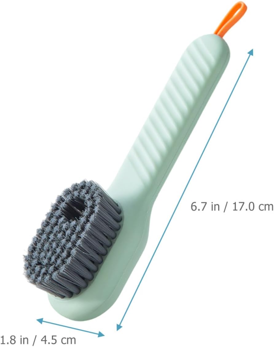 Holibanna 2pcs Shoe Brush with Soap Dispenser Long Handle Shoe Cleaning Brush for Sneakers Easy-Grip Scrubbing for Daily Care Lightweight Portable Design