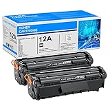 2 Pack 12A Q2612AD Black Toner Cartridge Compatible Q2612AD Toner Replacement for HP 12A Q2612AD for HP 1020 1022 1022n 1022nw 1010 1012 1015 1018 3052 3055 3050 3030 3020 3380 M1005 1020 Printer