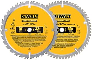 DEWALT 10-Inch Miter / Table Saw Blades, 60-Tooth Crosscutting & 32-Tooth General Purpose, Combo Pack (DW3106P5)