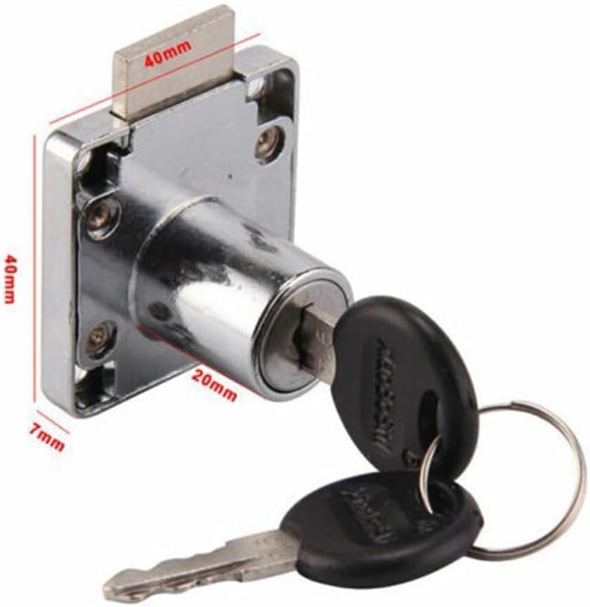 Zinc Alloy Cam Lock Replacement for Drawer Cabinet Mailbox Furniture Door Storage Cupboard Metal Security Lock with 2 Keys Silver Finish for Home Office