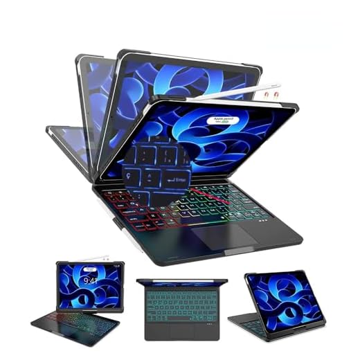Teclado sensível ao toque giratório de 360° Trackpad integrado Teclado ABNT de última geração com luz de fundo arco-íris,para 10,5" iPad Air 3 2019, 10,5" iPad Pro 1 em 2017