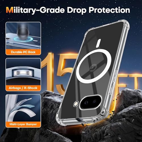 Image of Jkobi Shockproof Crystal-Clear Back Cover for Google Pixel 9A (Magsafe Wireless Support | Drop & Camera Protection | Hard Polycarbonate)