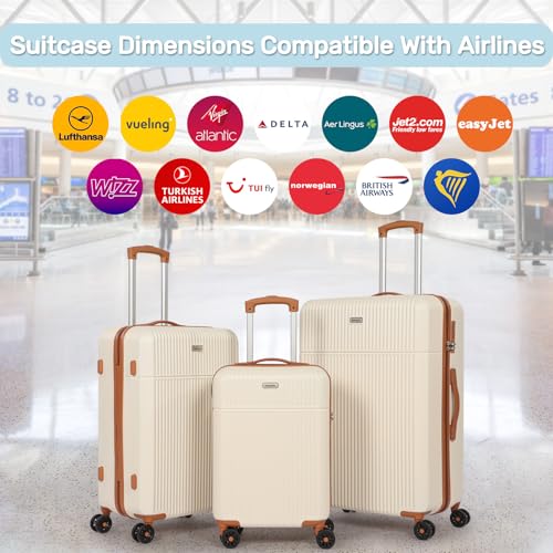 H.yeed Luggage Sets 3, ABS Hard Shell Lightweight Trolley Travel Suitcase Set with 4 Spinner Wheels TSA Lock for Man Women, 21" + 24" + 28"-White - Image 4