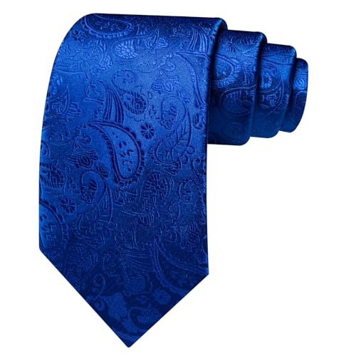 Image of YOHOWA Mens Ties Set Wedding Paisley Neckties with Handkerchief Cufflinks Formal Business