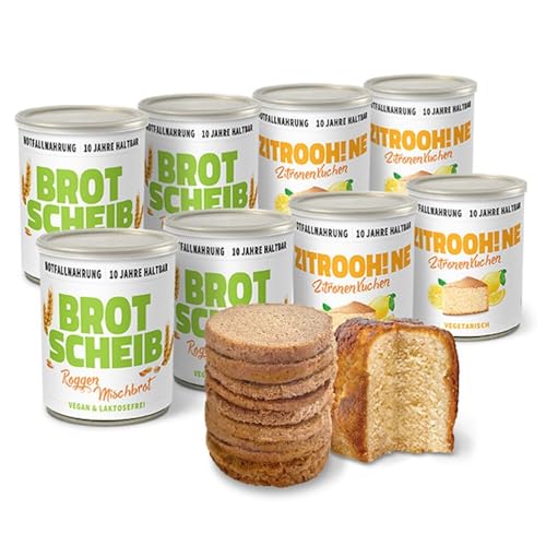 ration1 Dosenbrot und Zitronenkuchen in der Dose 10 Jahre haltbar 8er Set
