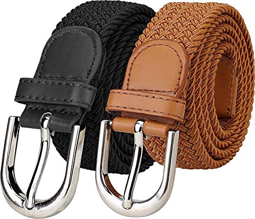 veteran Stretchable braided cotton belt for women, ladies belt, Black,and Tan, color Combo of 2 pcs(Stretch Belt-08)-picture-22