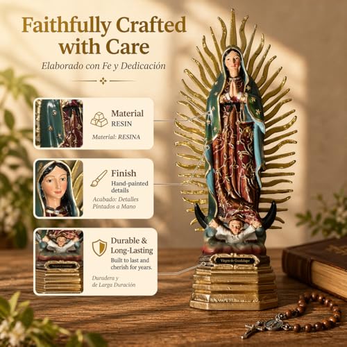Estatua Virgen de Guadalupe de 8 pulgadas en resina miniatura 5