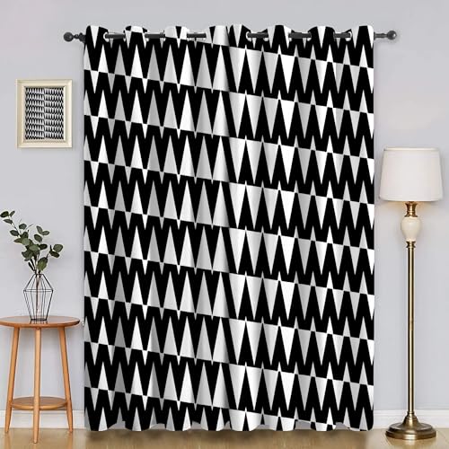 Cortinas Salon GeometríA Cortina Ventana TriáNgulo Cortinas Termicas Aislantes Frio y Calor con Ojales Cortina Opaca Infantil 2 Piezas x 85 x 200cm(An x Al) R1499