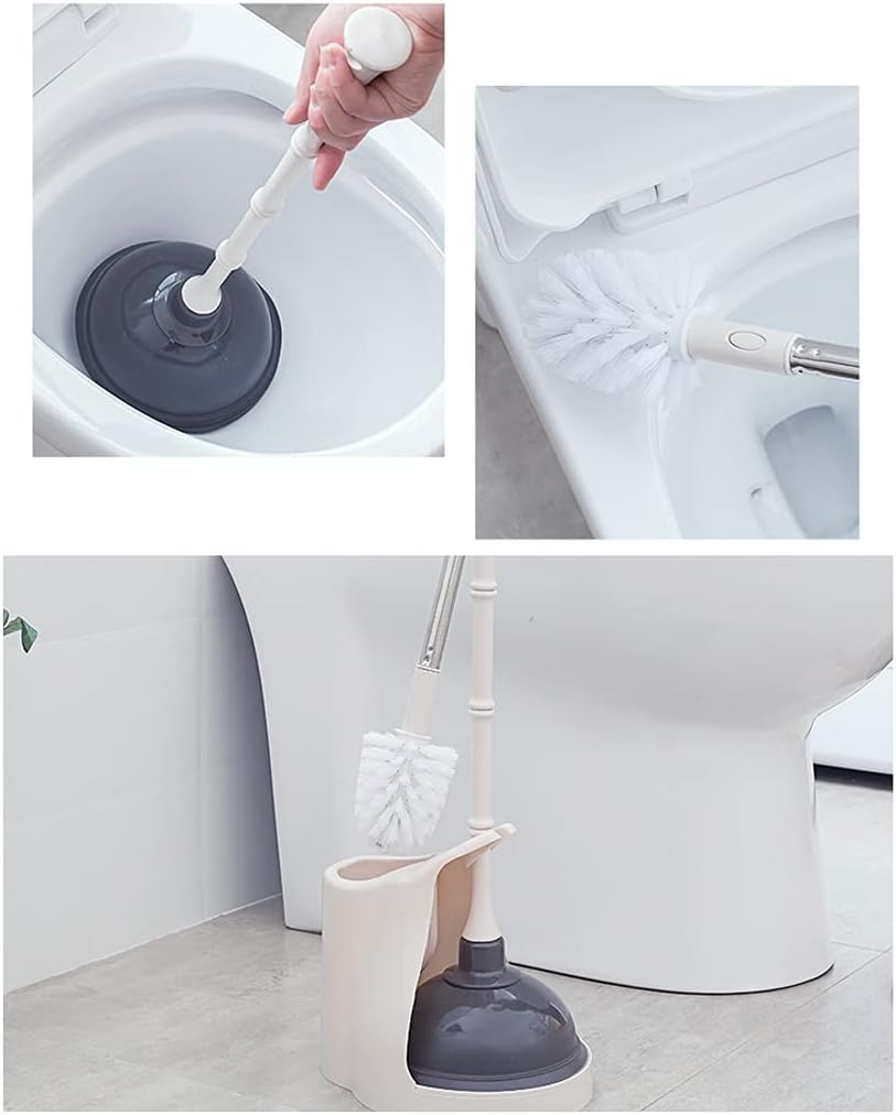 GRFIT Toilet Bowl Brush with Holder Toilet Brush Holder Household Bathroom Toilet Cleaning Brush Creative Two-in-one Toilet Brushs Long Handle No Dead End Toilet Bowl Brush Bathroom Accessories