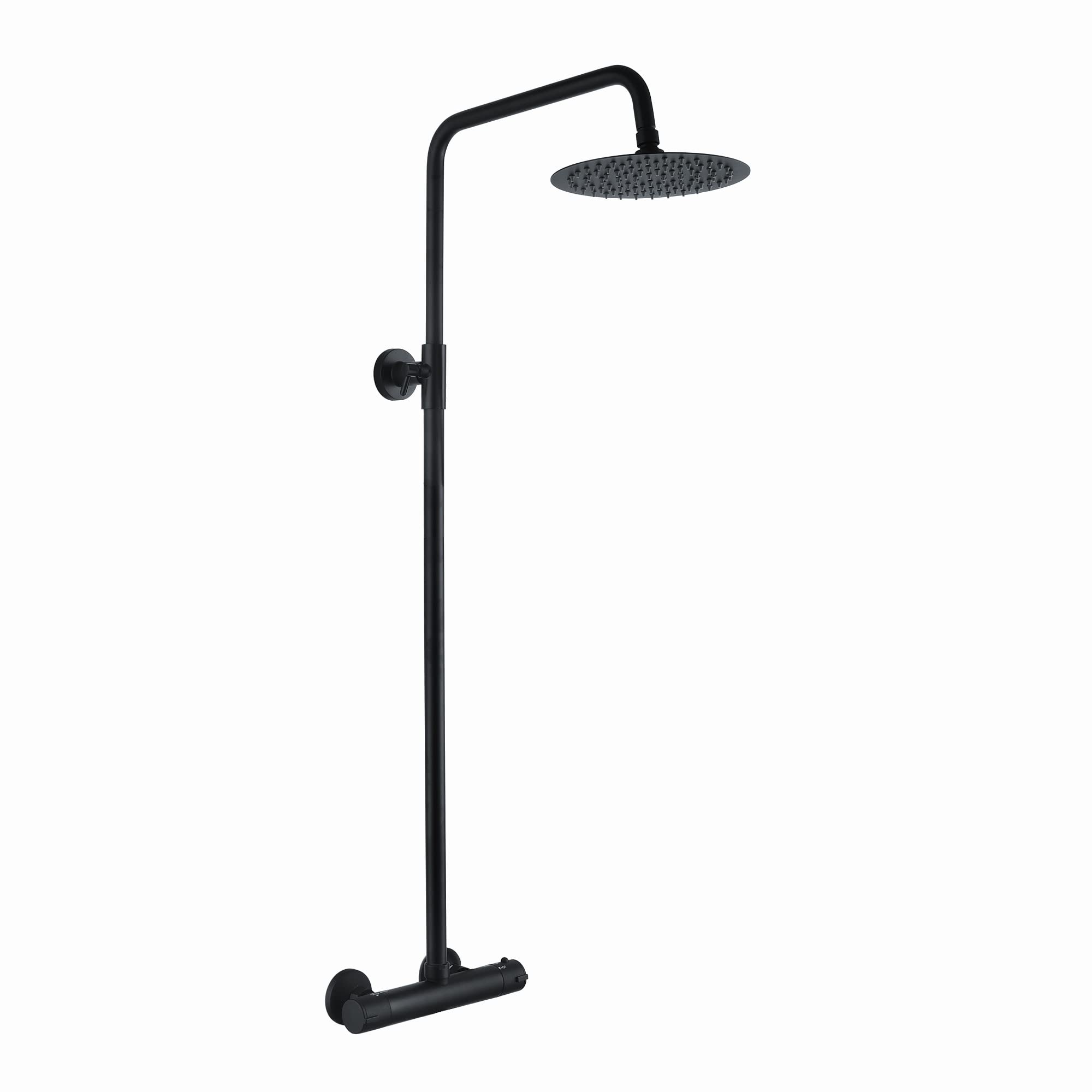 ENKI, Dune, SH0037, Thermostatic Bar Shower Set Single Outlet with Ultra Slim 200mm Overhead Shower, Matte Black