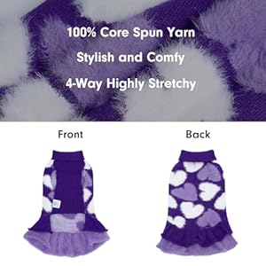 CuteBone Purple Heart Dog Sweater Dress for Small Dogs Girl, Soft and Stretchy Dog Sweater for Medium Large Dogs, Pullover Pet Winter Clothes Ruffle Dress Cat Apparel DS101S CuteBone Purple Heart Dog Sweater Dress for Small Dogs Girl Soft and Stretchy Dog Sweater for Medium Large Dogs Pullover Pet Winter Clothes Ruffle Dress Cat Apparel DS101S