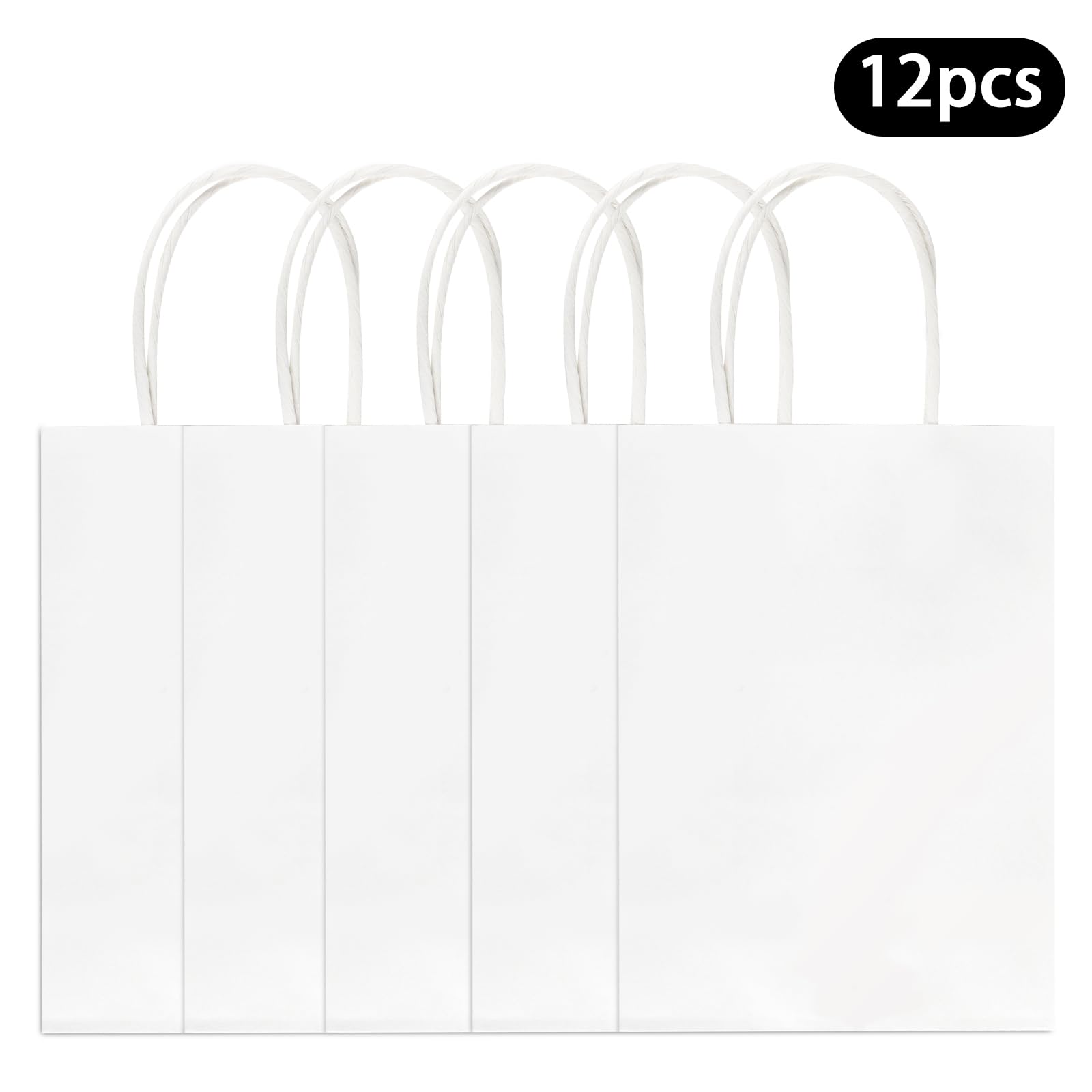 Hxezoc 12 Pieces White Gift Bags with Handle, Paper Treat Candy Bag Retail Kraft Shopping Bags for Valentines, Baby Showers Birthday Party Decoration Supplies