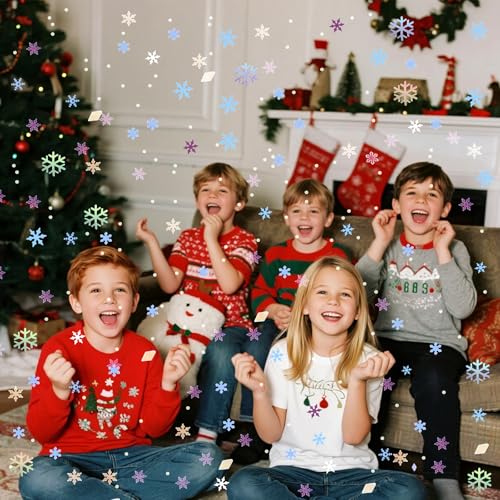 Image of FOIMAS 4000pcs Christmas Snowflake Confetti,Iridescent Snowflake Confetti Metallic Table Scatter Glitter for Winter Wonderland Party Home Decoration
