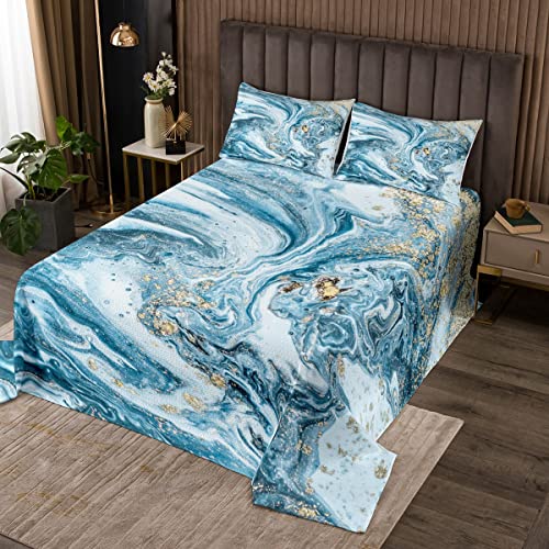Feelingyou Colcha de mármol azul marino