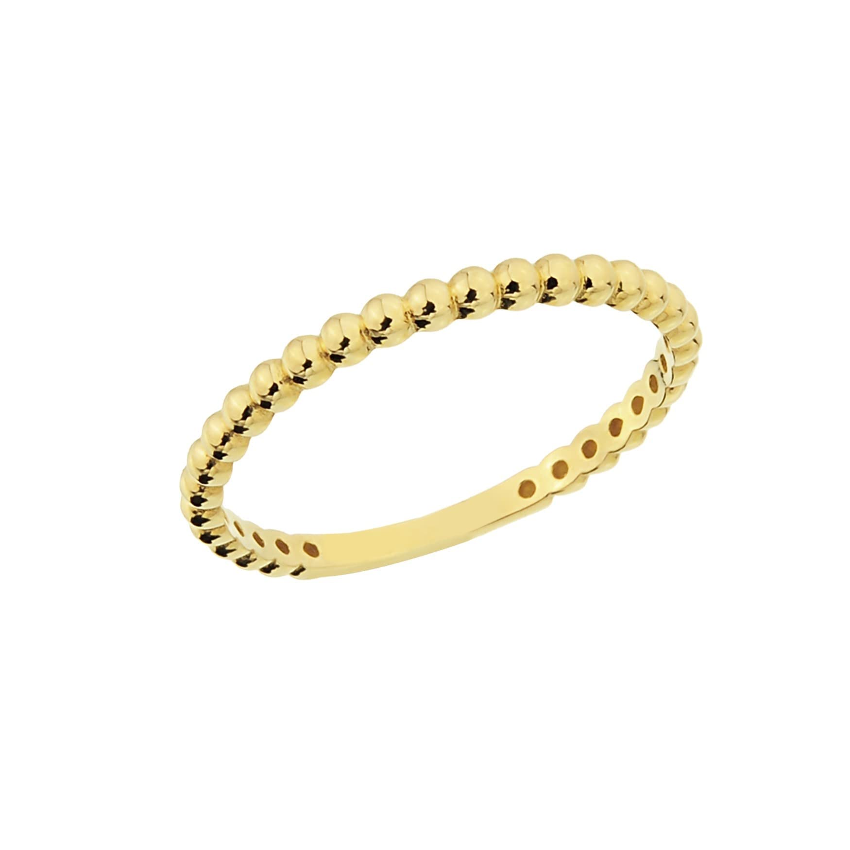 14K Real Solid Gold Beaded Dot Stacking Ring for Women | Dotted Stackable Ring | Best Birthday gift