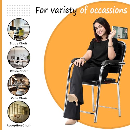 RATISON Office Chair Visitor Chair with arm Rest with Steel Frame and Cushioned seat Back, Chair Without Wheels Holds up to 140 kg Heavy Design (1,... - Image 5