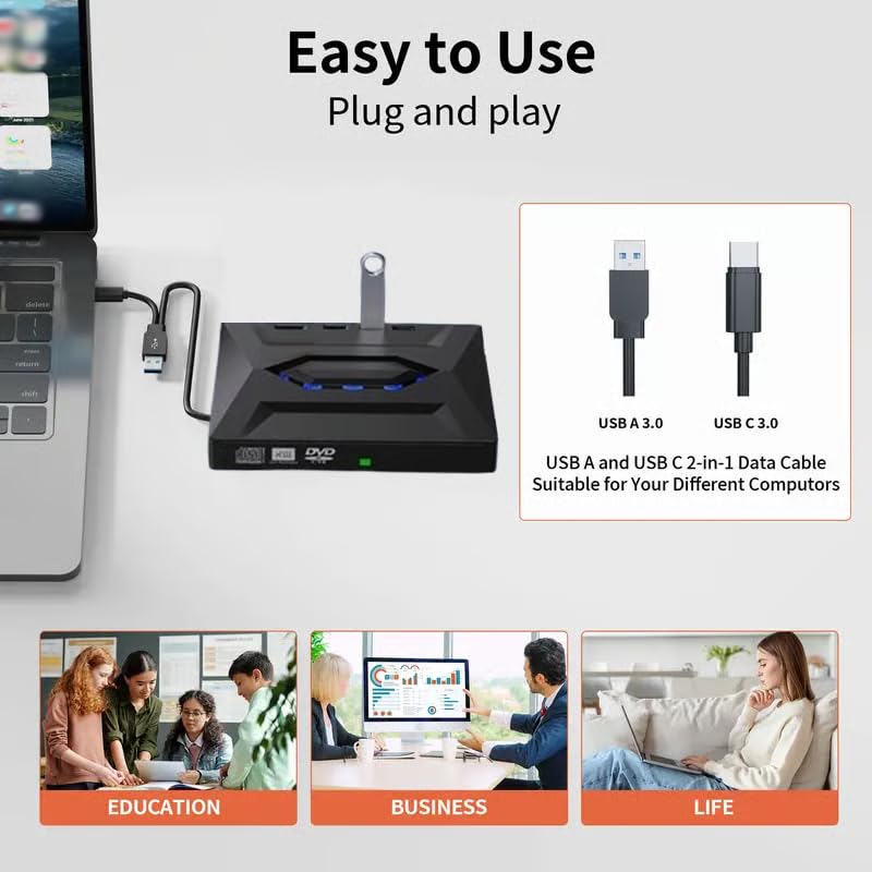 Lector y Grabadora Retro USB C 3.0 CD DVD Portable miniatura 5