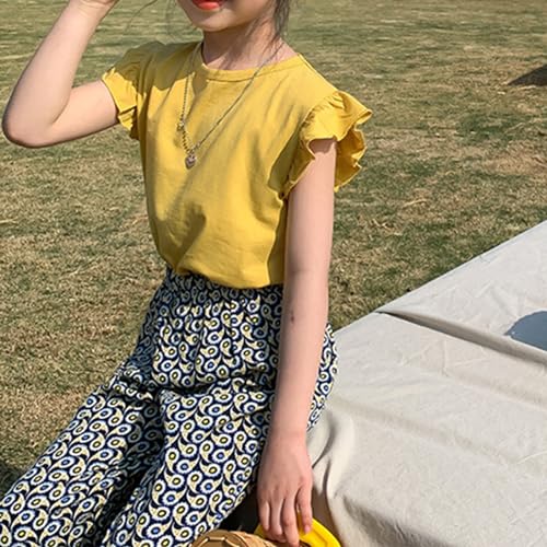 Image of Toddler Girls Ruffle Sleeve T-Shirt Plain Tank Tops Basic Blouse for Girl
