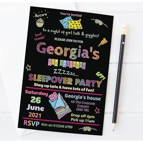 Personal Moments 10 PERSONALISED BIRTHDAY PARTY INVITATIONS GIRLS SLEEPOVER ANY AGE Cover