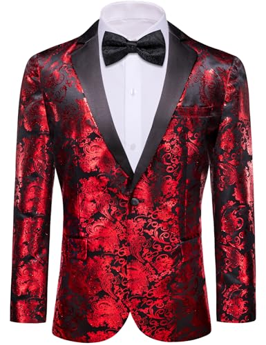 Image of Barry. Wang Men's Sport Coats & Blazers Flower Suit Jacket 1 Button Paisley Tuxedo Mardi Gras Carnival Parade Gift