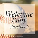 Welcome Baby Guestbook: Baseball Sports Fan Player Theme Shower Signing Sign In Book, Welcome New Baby Girl with Gift Log Recorder, Address Lines, Prediction, Advice Wishes, Photo Milestones
