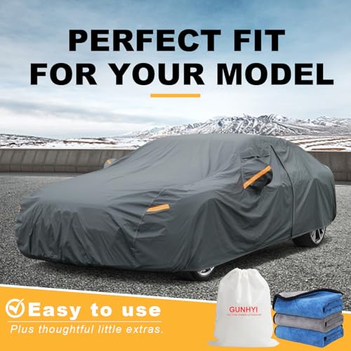 Image of GUNHYI Premium Car Cover Custom Fit Tesla Model 3 (2017-2026), 16 Layers Heavy Duty Car Cover Waterproof All Weather with Zipper Door for Sun Rain Snow Dust Uv Protection