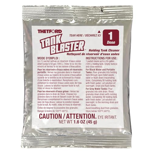 Thetford Tank Blaster - Level Sensor Cleaner - Black & Grey Waste Water Holding Tanks & Portable Tanks Cleaner - 4 x 1.6 oz Packets 96527,White